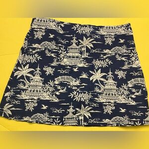 J. McLaughlin Briana Skort in a navy and white Tongsai Palm toile sz large